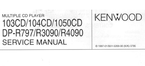 KENWOOD 103CD 104CD 1050CD DP-R797 DP-R3090 DP-R4090 CD PLAYER SERVICE MANUAL INC BLK DIAG PCB'S AND SCHEM DIAG 15 PAGES ENG