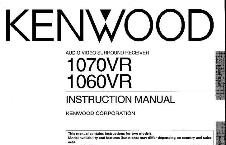 KENWOOD 1060VR 1070VR AV SURROUND RECEIVER INSTRUCTION MANUAL INC CONN DIAGS AND TRSHOOT GUIDE PAGES 53 ENG