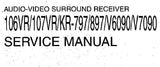 KENWOOD 106VR 107VR KR-797 KR-897 V6090 V7090 AUDIO VIDEO SURROUND RECEIVER SERVICE MANUAL INC CONN DIAG WIRING DIAG PCB'S SCHEM DIAGS AND PARTS LIST 58 PAGES ENG