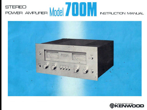 KENWOOD 700M STEREO POWER AMPLIFIER INSTRUCTION MANUAL INC CONN DIAG AND BLOCK DIAG 12 PAGES ENG