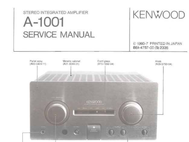 KENWOOD A-1001 STEREO INTEGRATED AMPLIFIER SERVICE MANUAL INC BLK