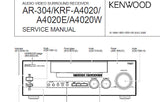 KENWOOD A-4020 A-4020E A-402W AR-304 AV SURROUND RECEIVER SERVICE MANUAL INC CONN DIAGS BLK DIAG WIRING DIAG PCB'S SCHEM DIAGS AND PARTS LIST 24 PAGES ENG