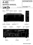 KENWOOD A-83 STEREO INTEGRATED AMPLIFIER SERVICE MANUAL INC BLK DIAG LEVEL DIAG PCB'S SCHEM DIAG CONN DIAGS AND PARTS LIST 18 PAGES ENG