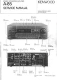 KENWOOD A-85 STEREO INTEGRATED AMPLIFIER SERVICE MANUAL INC BLK DIAG WIRING DIAG PCB'S SCHEM DIAGS AND PARTS LIST 51 PAGES ENG