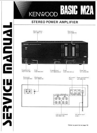 KENWOOD BASIC M2A STEREO POWER AMPLIFIER SERVICE MANUAL INC BLK DIAG PCBS SCHEM DIAG AND PARTS LIST 18 PAGES ENG