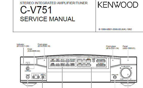 KENWOOD C-V751 STEREO INTEGRATED AMPLIFIER TUNER SERVICE MANUAL INC BLK DIAG WIRING DIAG PCBS SCHEM DIAGS AND PARTS LIST 31 PAGES ENG