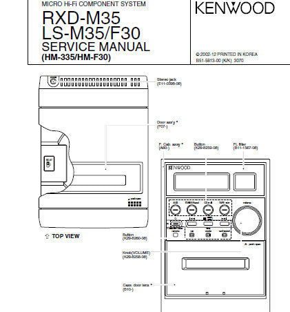 KENWOOD HM-335 HM-F30 RXD-M35 LS-M35 LS-F30 HM-F30 MICRO HIFI COMPONENT SYSTEM SERVICE MANUAL INC PCBS SCHEM DIAGS AND PARTS LIST 29 PAGES ENG