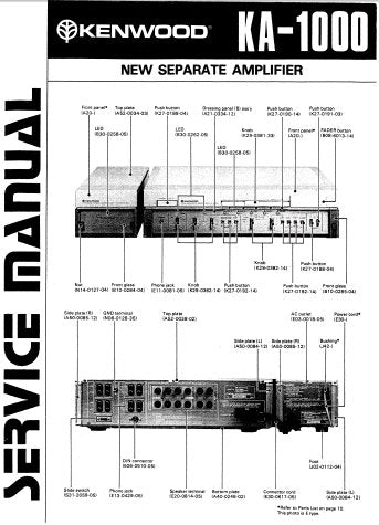 KENWOOD KA-1000 NEW SEPARATE STEREO AMPLIFIER SERVICE MANUAL INC BLK DIAG PCBS SCHEM DIAGS AND PARTS LIST 25 PAGES ENG