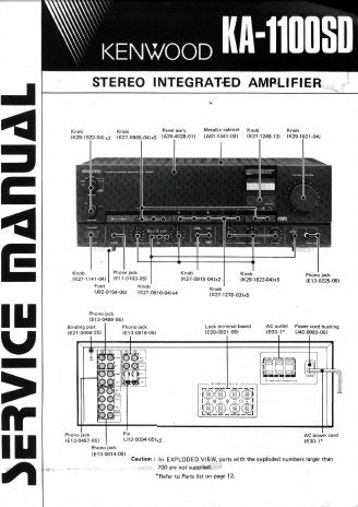 KENWOOD KA-1100SD STEREO INTEGRATED AMPLIFIER SERVICE MANUAL INC BLK DIAG PCBS SCHEM DIAGS AND PARTS LIST 31 PAGES ENG