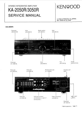 KENWOOD KA-2050R KA-3050R STEREO INTEGRATED AMPLIFIER SERVICE MANUAL INC WIRING DIAG PCBS SCHEM DIAGS AND PARTS LIST 16 PAGES ENG