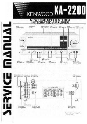 KENWOOD KA-2200 NEW HIGH SPEED STEREO INTEGRATED AMPLIFIER SERVICE MANUAL INC BLK AND LEVEL DIAG PCBS SCHEM DIAGS AND PARTS LIST 18 PAGES ENG