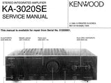 KENWOOD KA-3020SE STEREO INTEGRATED AMPLIFIER SERVICE MANUAL INC WIRING DIAG PCBS SCHEM DIAG AND PARTS LIST 14 PAGES ENG