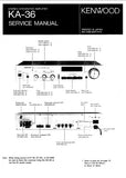 KENWOOD KA-36 STEREO INTEGRATED AMPLIFIER SERVICE MANUAL INC BLK AND LEVEL DIAG PCBS SCHEM DIAG AND PARTS LIST 9 PAGES ENG