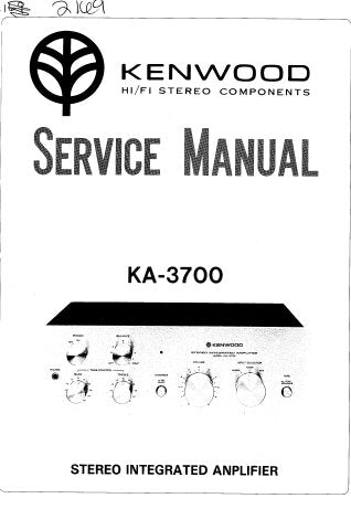 KENWOOD KA-3700 STEREO INTEGRATED AMPLIFIER SERVICE MANUAL INC BLK AND LEVEL DIAG PCBS SCHEM DIAG AND PARTS LIST 8 PAGES ENG