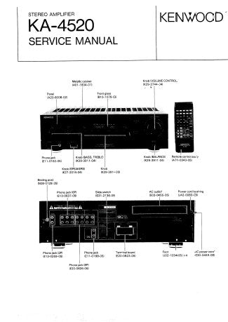 KENWOOD KA-4520 STEREO INTEGRATED AMPLIFIER SERVICE MANUAL INC WIRING DIAG PCBS SCHEM DIAG AND PARTS LIST 16 PAGES ENG