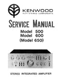 KENWOOD KA-500 KA-600 KA-650 STEREO INTEGRATED AMPLIFIER SERVICE MANUAL INC BLK DIAG TRSHOOT GUIDE PCBS AND PARTS LIST 20 PAGES ENG