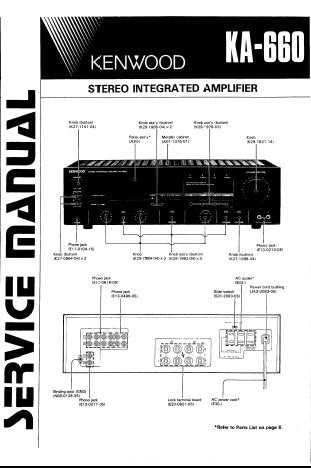 KENWOOD KA-660 STEREO INTEGRATED AMPLIFIER SERVICE MANUAL INC BLK DIAG PCBS SCHEM DIAG AND PARTS LIST 17 PAGES ENG