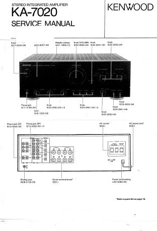 KENWOOD KA-7020 STEREO INTEGRATED AMPLIFIER SERVICE MANUAL INC WIRING DIAG PCBS SCHEM DIAG AND PARTS LIST 13 PAGES ENG