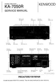 KENWOOD KA-7050R STEREO INTEGRATED AMPLIFIER SERVICE MANUAL INC WIRING DIAG PCBS SCHEM DIAG AND PARTS LIST 32 PAGES ENG