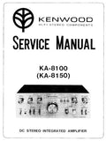 KENWOOD KA-8100 KA-8150 STEREO INTEGRATED AMPLIFIER SERVICE MANUAL INC BLK LEVEL DIAG PCB SCHEM DIAG AND PARTS LIST 18 PAGES ENG