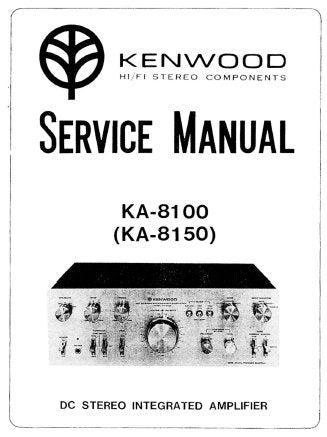 KENWOOD KA-8100 KA-8150 STEREO INTEGRATED AMPLIFIER SERVICE MANUAL INC BLK LEVEL DIAG PCB SCHEM DIAG AND PARTS LIST 18 PAGES ENG