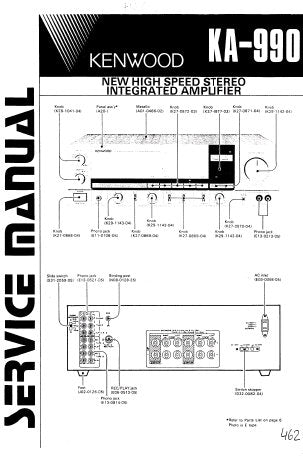 KENWOOD KA-990 NEW HIGH SPEED STEREO INTEGRATED AMPLIFIER SERVICE MANUAL INC PCBS SCHEM DIAG AND PARTS LIST 13 PAGES ENG
