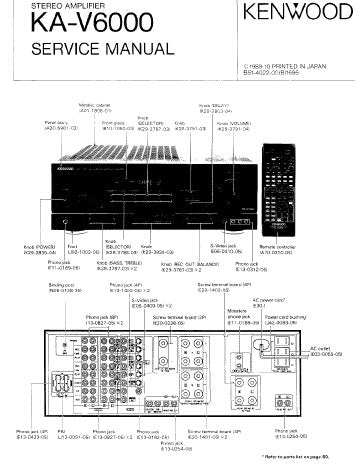 KENWOOD KA-V6000 STEREO AMPLIFIER SERVICE MANUAL INC BLK DIAG WIRING DIAG PCBS SCHEM DIAGS AND PARTS LIST 23 PAGES ENG