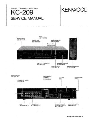 KENWOOD KC-209 STEREO CONTROL AMPLIFIER SERVICE MANUAL INC BLK AND LEVEL DIAG WIRING DIAG PCBS SCHEM DIAG AND PARTS LIST 20 PAGES ENG