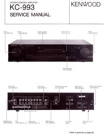 KENWOOD KC-993 STEREO CONTROL AMPLIFIER SERVICE MANUAL INC WIRING DIAG PCBS SCHEM DIAGS AND PARTS LIST 33 PAGES ENG