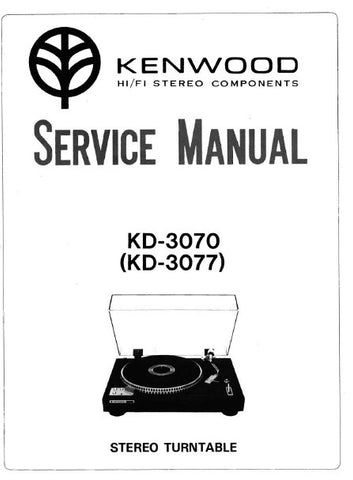 KENWOOD KD-3070 KD-3077 STEREO TURNTABLE SERVICE MANUAL INC SCHEM DIAGS AND PARTS LIST 14 PAGES ENG