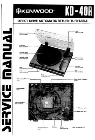 KENWOOD KD-40R DIRECT DRIVE AUTOMATIC RETURN TURNTABLE SERVICE MANUAL INC PCBS SCHEM DIAG AND PARTS LIST 9 PAGES ENG