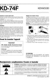 KENWOOD KD-74F PLATINE AUTOMATIQUE MODE D'EMPLOI 6 PAGES FRANC