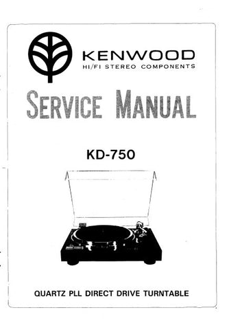 KENWOOD KD-750 QUARTZ PLL DIRECT DRIVE TURNTABLE SERVICE MANUAL INC BLK DIAG PCB SCHEM DIAG AND PARTS LIST 52 PAGES ENG