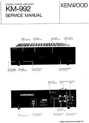 KENWOOD KM-992 STEREO POWER AMPLIFIER SERVICE MANUAL INC PCBS SCHEM DIAG AND PARTS LIST 13 PAGES ENG