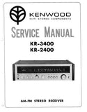 KENWOOD KR-2400 KR-3400 AM FM STEREO RECEIVER SERVICE MANUAL INC BLK DIAG PCBS TRSHOOT GUIDE SCHEM DIAGS AND PARTS LIST 28 PAGES ENG