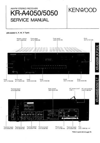 KENWOOD KR-4050 KR-5050 AM FM STEREO RECEIVER SERVICE MANUAL INC BLK DIAGS WIRING DIAGS PCBS SCHEM DIAGS AND PARTS LIST 61 PAGES ENG
