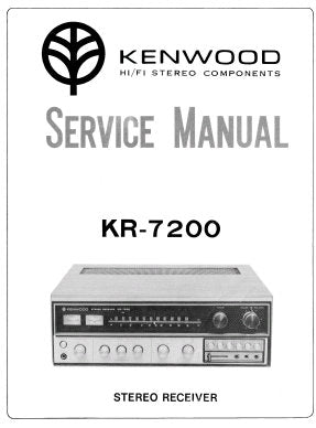 KENWOOD KR-7200 STEREO RECEIVER SERVICE MANUAL INC TRSHOOT GUIDE SCHEM DIAGS AND PARTS LIST 29 PAGES ENG