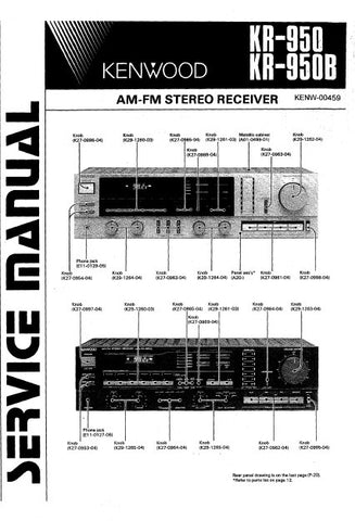 KENWOOD KR-950 KR-950B AM FM STEREO RECEIVER SERVICE MANUAL INC BLK DIAG PCBS SCHEM DIAGS AND PARTS LIST 22 PAGES ENG