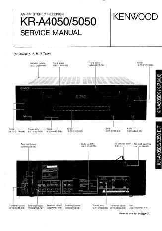 KENWOOD KR-A4050 KR-A5050 AM FM STEREO RECEIVER SERVICE MANUAL INC BLK DIAGS WIRING DIAGS PCBS SCHEM DIAGS AND PARTS LIST 61 PAGES ENG