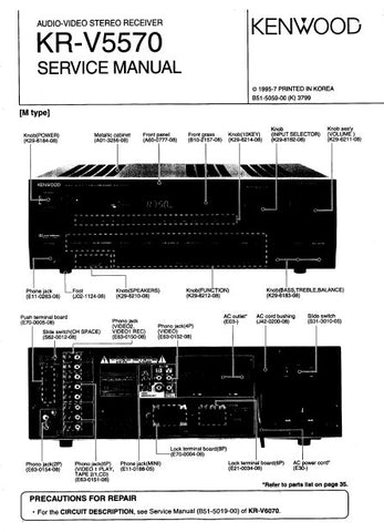 KENWOOD KR-V5570 AV STEREO RECEIVER SERVICE MANUAL INC BLK DIAG WIRING DIAG PCBS SCHEM DIAGS AND PARTS LIST 33 PAGES ENG