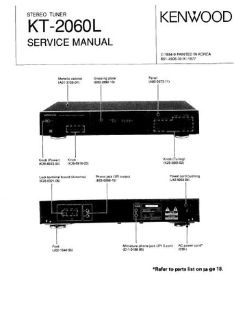 KENWOOD KT-2060L STEREO TUNER SERVICE MANUAL INC BLK DIAG PCBS SCHEM DIAG AND PARTS LIST 17 PAGES ENG