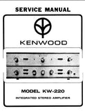 KENWOOD KW-220 INTEGRATED STEREO AMPLIFIER SERVICE MANUAL INC BLK DIAG SCHEM DIAG AND PARTS LIST 7 PAGES ENG