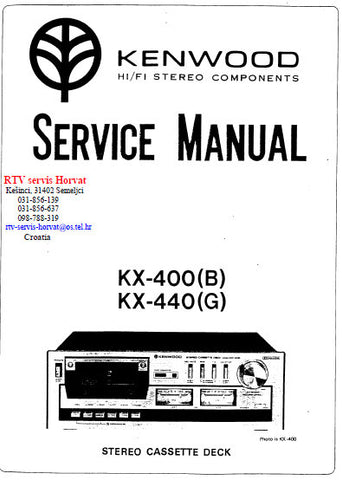 KENWOOD KX-400 [B] KX-440 [G] STEREO CASSETTE TAPE DECK SERVICE MANUAL INC BLK DIAG LEVEL DIAG PCBS SCHEM DIAG AND PARTS LIST 28 PAGES ENG