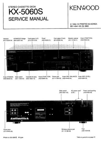 KENWOOD KX-5060S STEREO CASSETTE TAPE DECK SERVICE MANUAL INC BLK DIAG PCBS SCHEM DIAG AND PARTS LIST 36 PAGES ENG