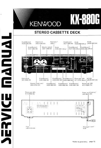 KENWOOD KX-880G STEREO CASSETTE TAPE DECK SERVICE MANUAL INC BLK DIAG PCBS SCHEM DIAG AND PARTS LIST 21 PAGES ENG