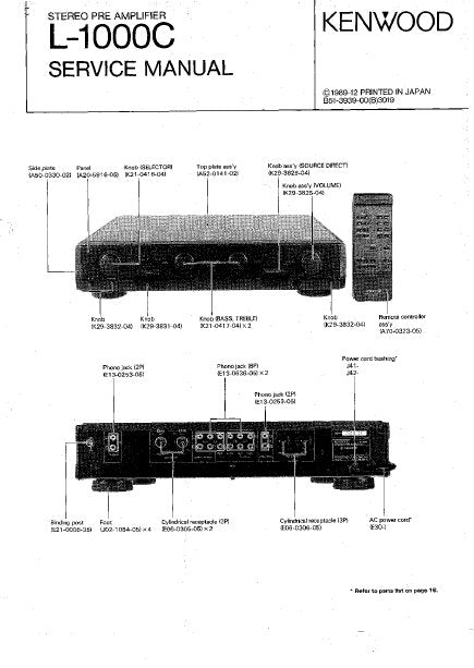 KENWOOD L-1000C STEREO PRE AMPLIFIER SERVICE MANUAL INC WIRING DIAG PCBS SCHEM DIAG AND PARTS LIST 18 PAGES ENG