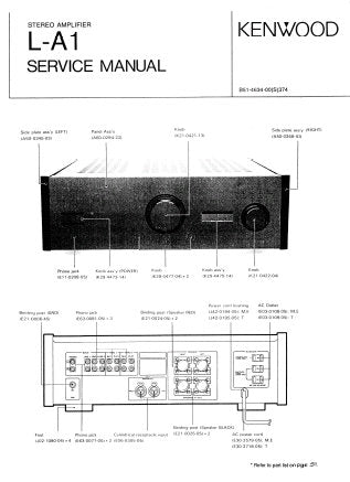 KENWOOD LA-1 STEREO INTEGRATED AMPLIFIER SERVICE MANUAL INC WIRING DIAG PCBS SCHEM DIAG AND PARTS LIST 27 PAGES ENG