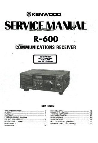 KENWOOD R-600 COMMUNICATIONS RECEIVER SERVICE MANUAL INC BLK DIAG PCBS SCHEM DIAGS AND PARTS LIST 23 PAGES ENG