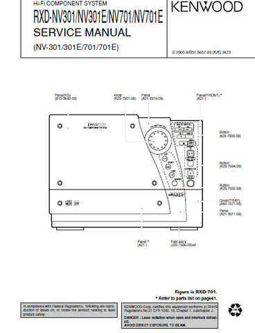 KENWOOD RXD-NV-301 RXD-NV-301E RXD-NV701 RXD-NV701E HIFI COMPONENT SYSTEM SERVICE MANUAL INC PCBS SCHEM DIAGS AND PARTS LIST 41 PAGES ENG