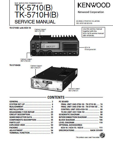 KENWOOD TK-5710 (B) TK-5710H (B) VHF APCO P25 TRANSCEIVER SERVICE MANUAL INC BLK DIAG PCBS SCHEM DIAG AND PARTS LIST 124 PAGES ENG